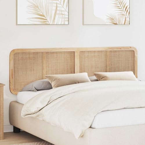 Tonture Kopfteil Natur 180x55x3cm, Kiefernholz Rattan Bett Kopfteil, Modernes Schlafzimmer Möbel, Langlebiges Bettrahmen Zubehör
