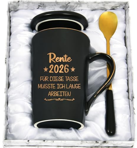 CHUIN DRUCK Tasse für Rente 2026 - Geschenk für Mann zum Renteneintritt Diese Tasse musste ich lange arbeiten - Geschenk für Männer, Chef, 400ml Schwarz