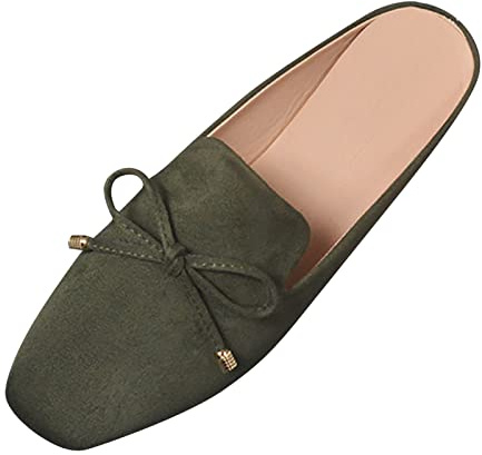 Zapatos Planos Para Mujer,Mocasines Mujer Trasero Abierto, Zapatos De Cuero Sin Cordones Zapatos de Trabajo Antideslizantes Ligero Verano Primavera Con Bowknot Sandalias Casual Zapatos Mocasines