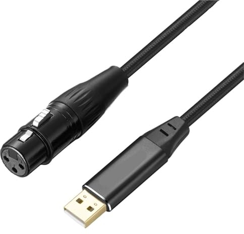 IXRPVJM Braided USB to XLR Female Recording Cable Dual Shielded Studio Audio Cords Adapter for Microphone