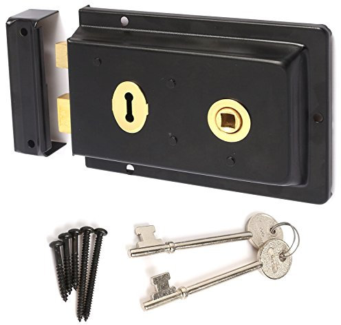 Traditional Old English 1920s Victorian Style Rim Lock + Keys - Door Latch Deadlock