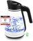 Emerio Design Glaswasserkocher, 1.5L, Swiss Design, Borosilikatglas, kabellos, LED Beleuchtung, Kalkfilter, 2200 Watt, Schwarz/Weiß