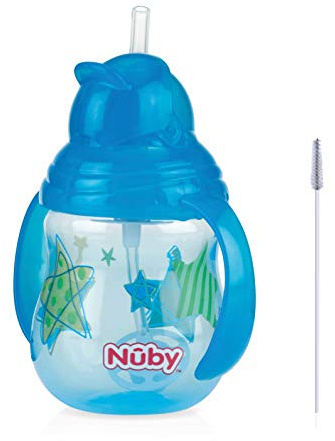 Nûby ID10324AQUA Pin Point Trinkhalmtasse, 240 ml, blau