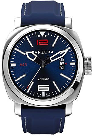 Panzera Aquamarine Diver Automatik Edelstahl Blau Datum Silikon Herren Uhr