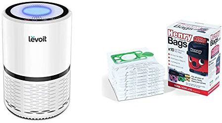 Levoit Air Purifier with True HEPA & Active Carbon Filters, Compact Purifiers Filtration with Night Light, PM Eliminator Cleaner for Allergies, Home, Pets Dander & Henry HepaFlo Vacuum Bags
