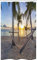 ABAKUHAUS Tropisch Schmaler Duschvorhang, Paradies Strand Palmen, Badezimmer Deko Set aus Stoff mit Haken, 120 x 180 cm, Blau Mehrfarbig