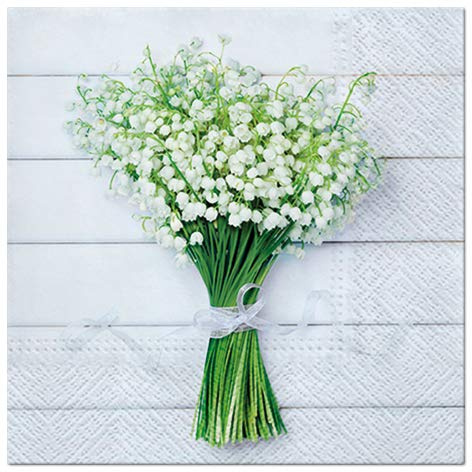 Easter Napkins Paper White Bouquet Lilies Paper Napkins Quality Decorative Serviettes 3ply 33cm x 33cm (Pack of 20)