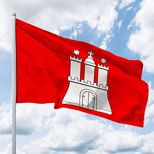 Deitert Bundesland-Flagge Hamburg – 335x200 cm Hamburg Fahne mit Wappen, Hissfahne aus reißfestem Polyester