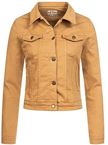 Rock Creek Damen Jeans Jacke Übergangs Jacke Denim Blouson Stretch Kurz Classic Jeansjacken Urban Stonewash D-401 Beige XXL