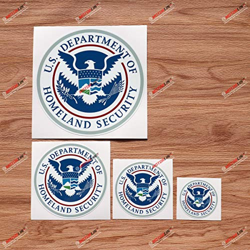 US Homeland Security Vinyl Aufkleber, rund – 4er-Pack, glänzend, 5,1 cm, 7,6 cm, 10,2 cm, 15,2 cm – für Auto, Boot, Laptop, Becher, Handy