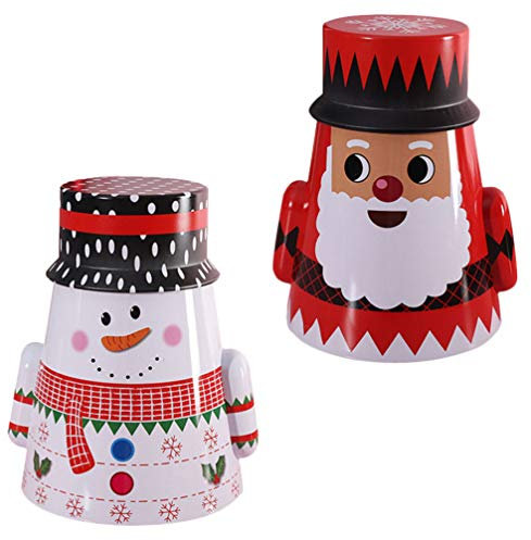 Amosfun 2 Stück Weihnachten Keksdose Geschenkbox Blechdose Weihnachtsdose Metall Weihnachtsmann Schneemann Stehaufpuppe Geschenkdose Teedose für Weihnachten Party Favor Gastgeschenke