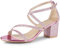 Allegra K - Sandali da donna con tacco grosso con cinturino incrociato, Rosa (rosa), 40 EU