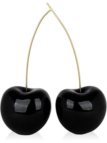ADM - 'Doppelkirschen' - Skulptur Pop Art aus lackiertem Harz mit Metall-Schaft - Schwarz - H55 cm