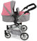Puppenwagen Yolo, 2in1 Kombipuppenwagen für Kinder von 4 bis 8 Jahren, Melange Grau-pink