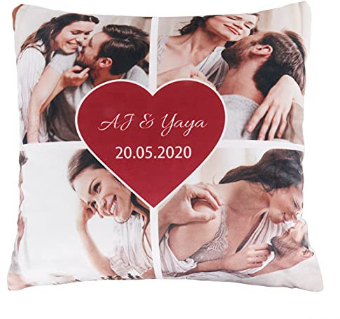 CGFN Personalisierter Foto Kissenbezug, Kissenbezug mit fotocollage -4 Fotos, Doppelseitig mit eigenem Foto Bedruckt, Verschiedene Größenoptionen, Perfekte Fotogeschenke/Geburtstagsgeschenk
