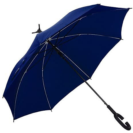 VIRSUS 1 Ombrello lungo salvagoccia 170 che non bagna con bicchiere custodia nero trasparente, manico a C tasto automatico (Blu)