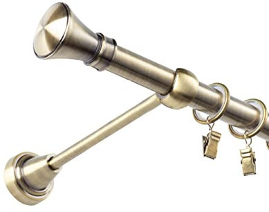 Fenster DEKOR - Gardinenstange Wandmontage 1-läufig 260 cm - Vorhangstange aus Stahl mit 26 Ösen und Clips - Gardinen Stange Gold - Gardinenstangen im Set mit Dübel - Elegante Vorhangstangen