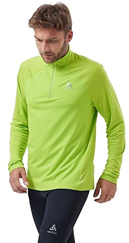 Odlo Herren Laufoberteil mit Reißverschluss Essential CERAMIWARM, Lime Green, L