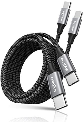 eyjiew USB C Kabel 3.6M 2Pack, 60W Lang USB C auf USB C Ladekabel PD 3.0 Schnellladen für iPhone 15 Pro Max/15 Pro/15 Plus, MacBook Pro Air, iPad Pro/Air/Galaxy S24/S23/S22/S21,Pixel 9 usw.