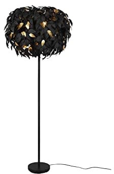 LED Stehleuchte Blätter Lampenschirm Schwarz-Gold, Ø70cm - 180cm hoch
