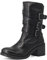 QUEEN HELENA Stivali Biker Stivaletti di Pelle con Tacco Zip Laterale Fibbia Donna S259 (Nero, numeric_37)
