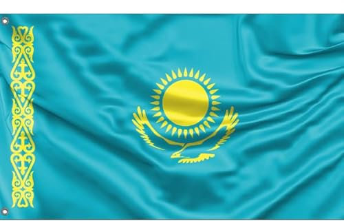 Kasachstan-Flagge | einzigartiger Designdruck | hergestellt in der EU (90 x 150 cm)