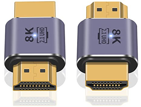 Maxhood 8K HDMI Male to Male Adapter, 48Gbps HDMI 2.1 Adapter Extender Connector Support 8K@60hz 4K@120Hz for HD Audio and Video 3D HDR Switch PS5 Roku TV, 2-Pack
