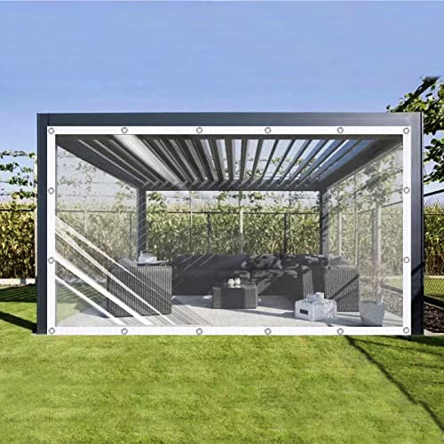 Ezcasch Plane mit Ösen Transparent Nach Maß, 1x1.1m Durchsichtig 420g/m² Abdeckplane Wasserdicht, Anpassbar Innerhalb von 8x8m, 0.35mm Dick Plane für Außenbereich mit Schnüre und Bänder