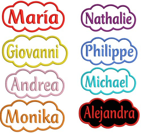 Toppa Patch Termoadesiva o Cucita Ricamata Personalizzata con Nome ricamato per bambini scuola asilo bagno grembiule vestiti