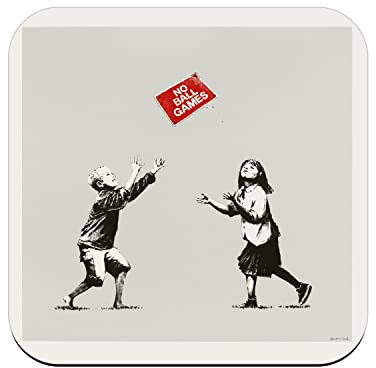 Banksy No Ball Games Untersetzer aus Kork, für Kinder, 1 Stück (95 x 95 mm)