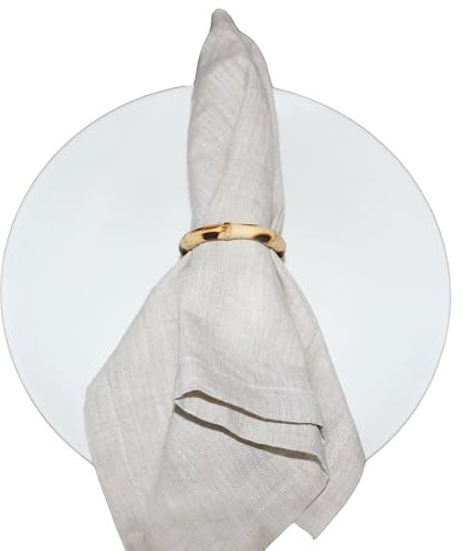 Serviettenringe Set mit 12 Bambus-Serviettenringen, handgefertigter Boho-Serviettenhalter, Ring für Stoffservietten, Tischdekoration (runde Form)