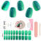 EBANKU Chrome Green Gel Nail Strips - 20PCS Long Lasting Strips with Nail File & Wooden Stick for Women Manicure
