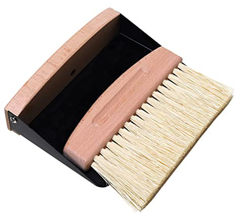 Leikurvo Tischbesen Besen und Kehrschaufel Set: Schaufel und Besen Set Mini Kehrblech und Handfeger Besen, Handbesen mit Kehrschaufel Mini Besen Tischfeger Tischbürste Krümelbürste (Holzfarbe)