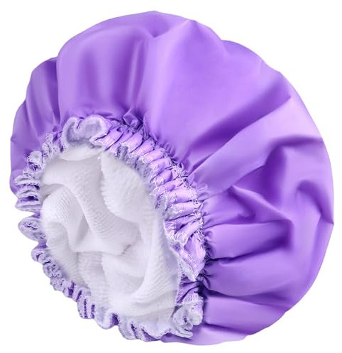 Bonnet de douche pour femme avec doublure en tissu éponge EVA élastique et réutilisable, double couche imperméable, bonnet de douche pour le bain, bonnet de douche, bonnet de bain pour cheveux de bain