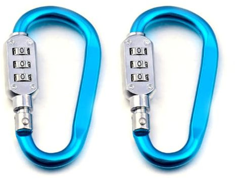 Combination Locking Carabiner Keybuckle Clip - 3-Digit Code Resettable Luggage Lock Keychain for Backpack Travel Outdoor (2Pcs/Set(Small))