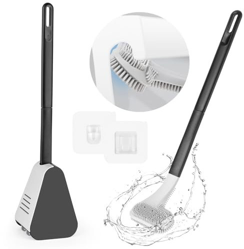 GIOVARA Golf Silikon Toilettenbürste, Langer Griff Golf Bürstenkopf Toilettenbürste, Klobürste Silikon, Keine Toten Ecken Toilettenreinigungsbürste, Wandmontage & Stehend für Badezimmer