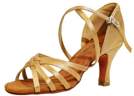 flexdans Latein Tanzschuhe für Damen,Professionelle Tanzschuhe Ballsaal Party Salsa Praxis TanzschuheLatin Shoe Orange 7cm 37