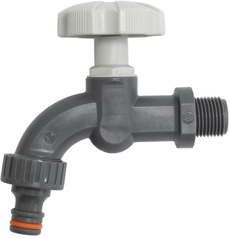 AERZETIX - C73190 - Grifo de riego 1/2'' + racor rápido nariz de grifo - manguera de jardín derivación adaptador conector exterior limpieza - en plástico - color gris