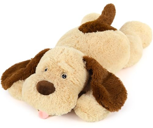 MorisMos 80cm lang Hund Kuscheltier groß XXL, weich Braun Hünde Plüschtier Stofftier, riesen Gefüllte Hund Plüschkissen für Babys Kinder/Plush Dog Stuffed Animal