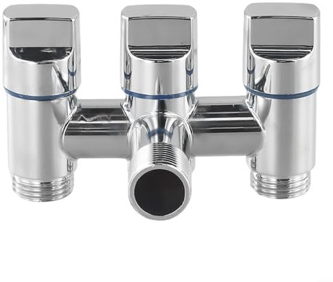 Vanne d'angle à 3 voies, vanne d'angle à une entrée et à trois sorties pour cuisine et salle de bain (argenté)