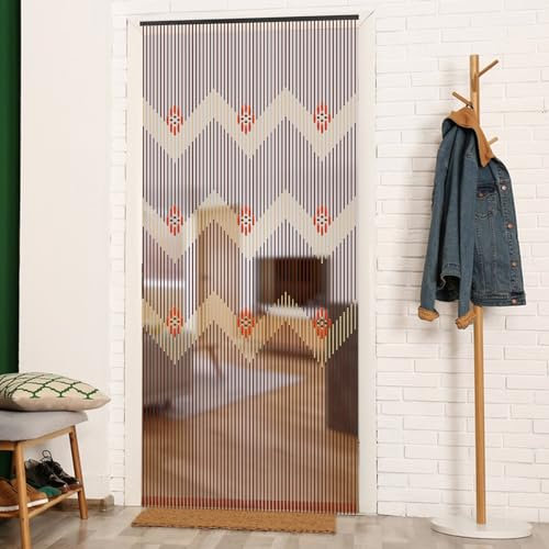 SHZICMY Rideau de porte à fils - Multicolore - 90 x 195 cm - En bois de bambou - Décoration pour vérandas, couloirs, entrées de chambre (nombre de chaînes de perles 60)