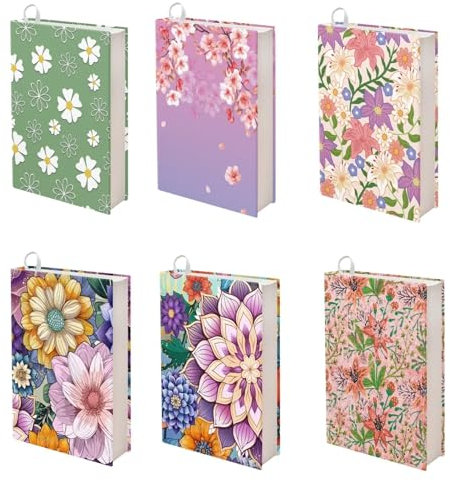 Rshubino Blumen Buchumschlag Frau Buchhülle für Taschenbuch, Hardcover, Hülle für Buchliebhaber, Frauen, Teenager, Mädchen, waschbar, Buchhülle, 6 Stück