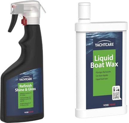 Yachtcare Refinish Shine & Gloss 500ml - Gelcoat & GFK Versiegelung zum Sprühen & Yachtcare Liquid Boat Wax 500ml - Flüssiges Bootwachs für Gelcoat und Lack