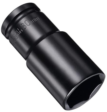 Juttzzei Deep Impact Socket - 1/2 Inch Drive by 30mm, Heat-Treated CR-V Steel Socket with 78mm Length, 6-Point Metric Sizes for Car & Home Repair