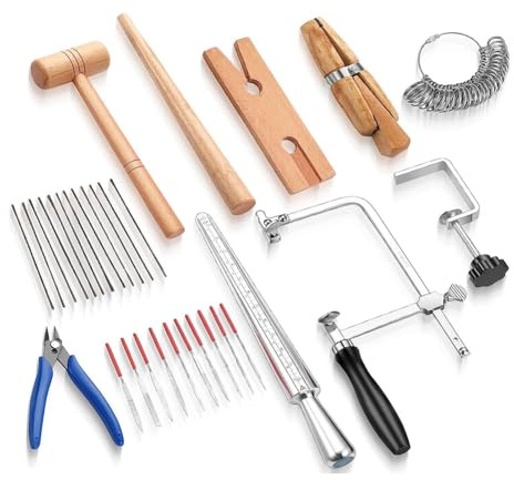 Stroagymoon Tool Set Includes Jewelers Saw Frame Bench Needle Clamp Diamond Needle File Wood Ring Clamp for Jewelry Making