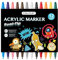 DOETYD 12 PCS Acrylic Paint Pens Waterproof Dual Tip Markers Permanent Acrylic Markers for Glass Rock Ceramic Stone Wood Metal Canvas Fabric