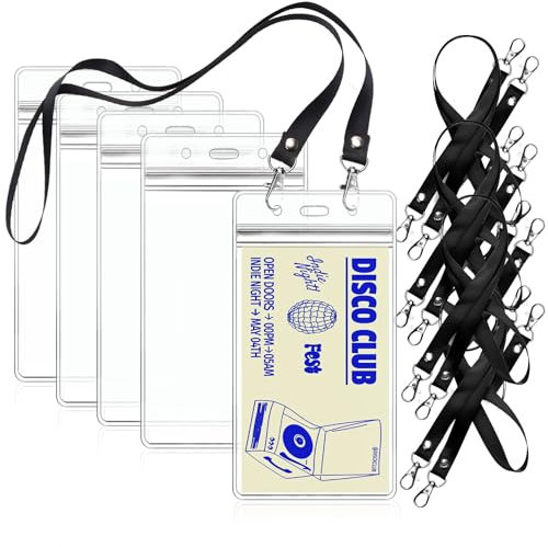 5 Stück Ausweishülle Vertikal Transparent 10,2 x 20,4 cm Lang Ausweishalter mit Band Kartenhülle mit Schlüsselband für Fahrkartenhülle Sportveranstaltungen Messeausweise