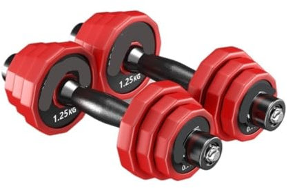WANGWANGDUI Hanteln, Hanteln, für Herren, Fitness, Zuhause, verstellbares Gewicht, Kurzhantel-Set, Kombination, ein Paar mit Gummidummel (Rot, 30 kg)