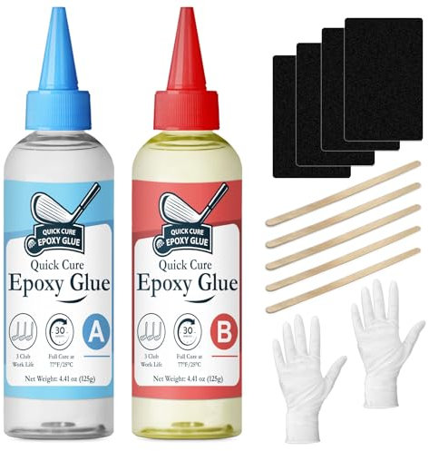 DINGSEN Golf Club Epoxy - Waterproof & Extra Strength - 30 Minute Quick Cure - Ideal for All Golf Shafts & Heads (2 x 125g)