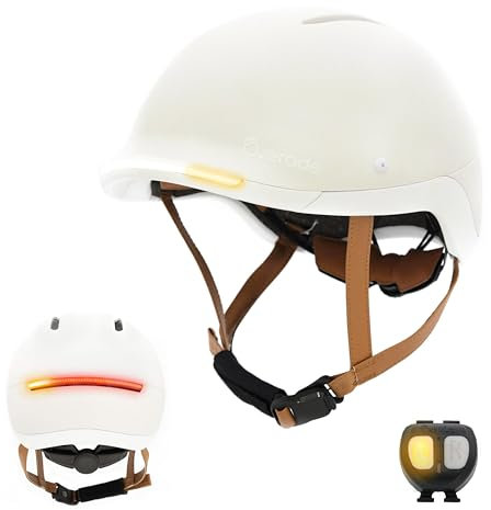 Life Fahrradhelm, Scooter, mit starker Beleuchtung vorne und hinten, Blinkfunktion, Einheitsgröße (Artic White)